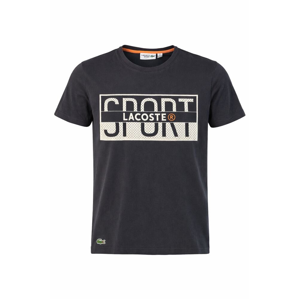 Lacoste Sport Black Graphic Logo Tee Size Small